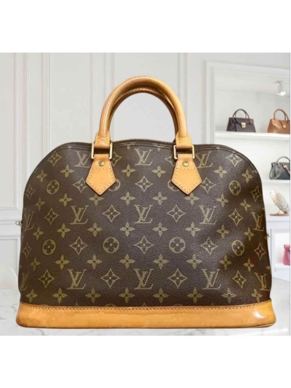 Louis Vuitton Monogram Alma PM Brown Canvas Leather Handbag